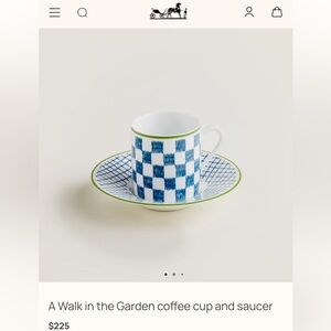 Hermès A Walk in the Garden coffee cup and saucer set (Set of 2, 4 pieces Total)